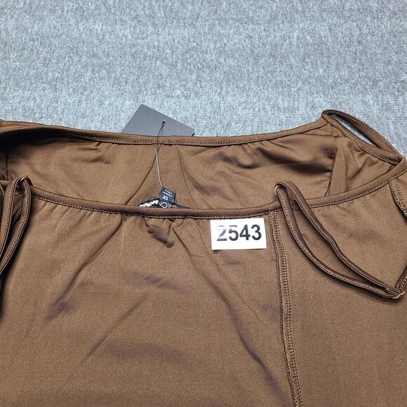 Fashion Nova Dress Womens 1X Brown From The Inside Out Ruched Mini Adjustable - Picture 10 of 10